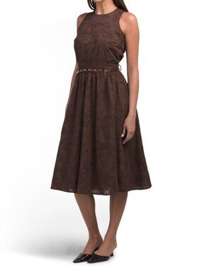 BADGLEY MISCHKA Rope Belt Textured Maxi Dress